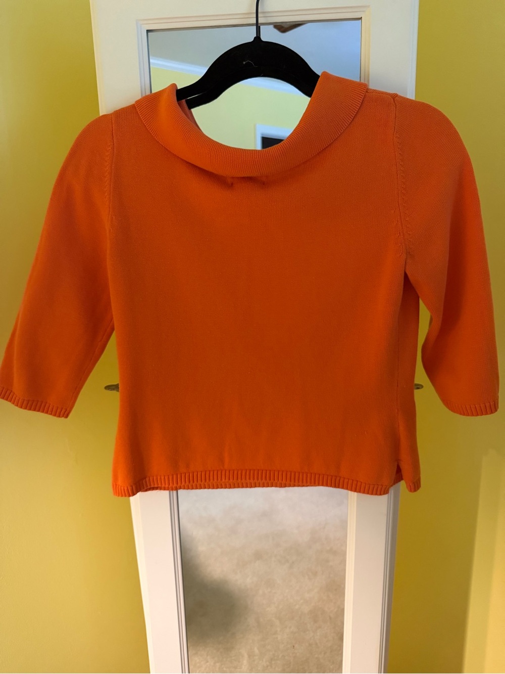 Rafaella Bright Orange Knit Cropped Sweater with Fold Collar